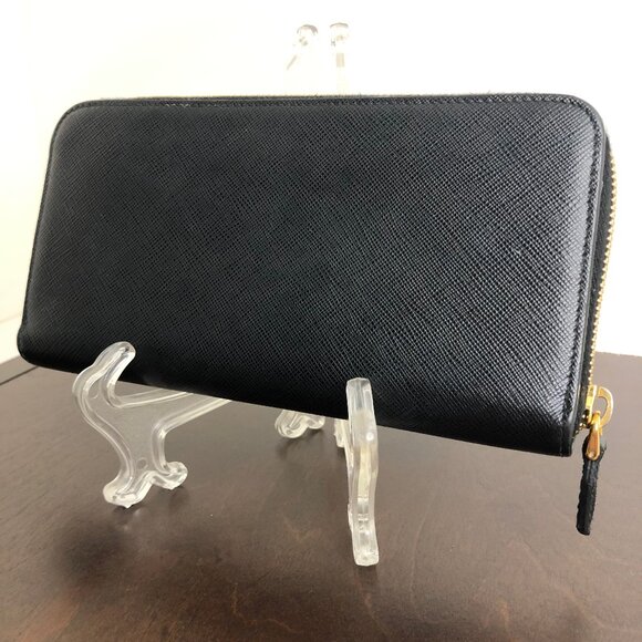 Prada Large Saffiano Leather Zip-Around Wallet RARE Monochrome - Picture 2 of 8